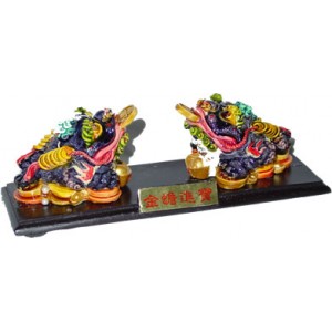 Lucky Frog Statuette Pair