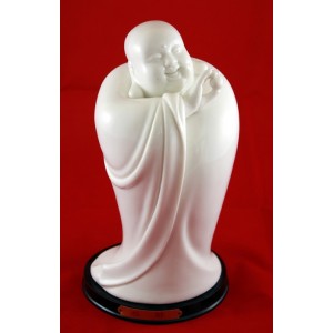 Charming, Joyful Buddha White Porcelain Statue